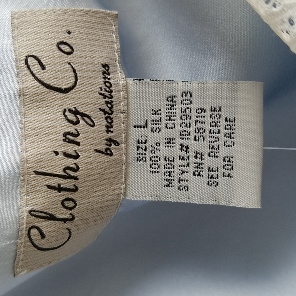 100% Silk Baby Blue Lace-Trim Tank - Picture 2 of 12
